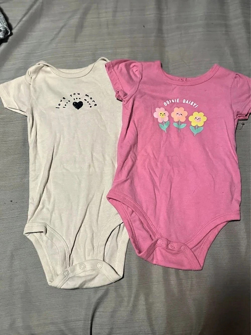 Carter’s & Garanimals 18m Cream & Pink Short Sleeve Toddler/Baby Onesies Bundle